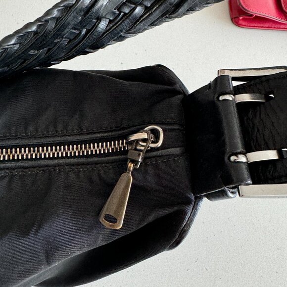 Prada Semitracolla nylon black purse Authentic Leather Handle RARE See Photos - Picture 8 of 14